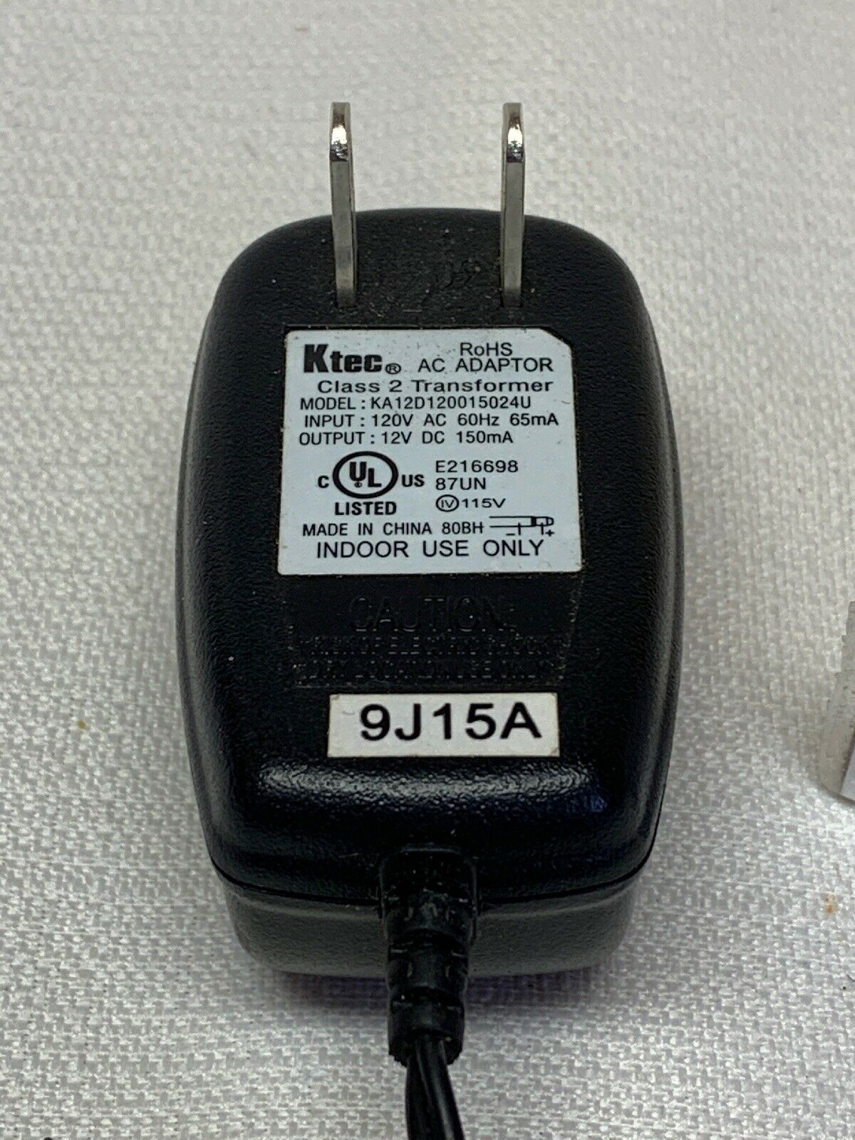 New 12V 150mA Ktec KA12D120015024U Class 2 Transformer Power Supply Ac Adapter